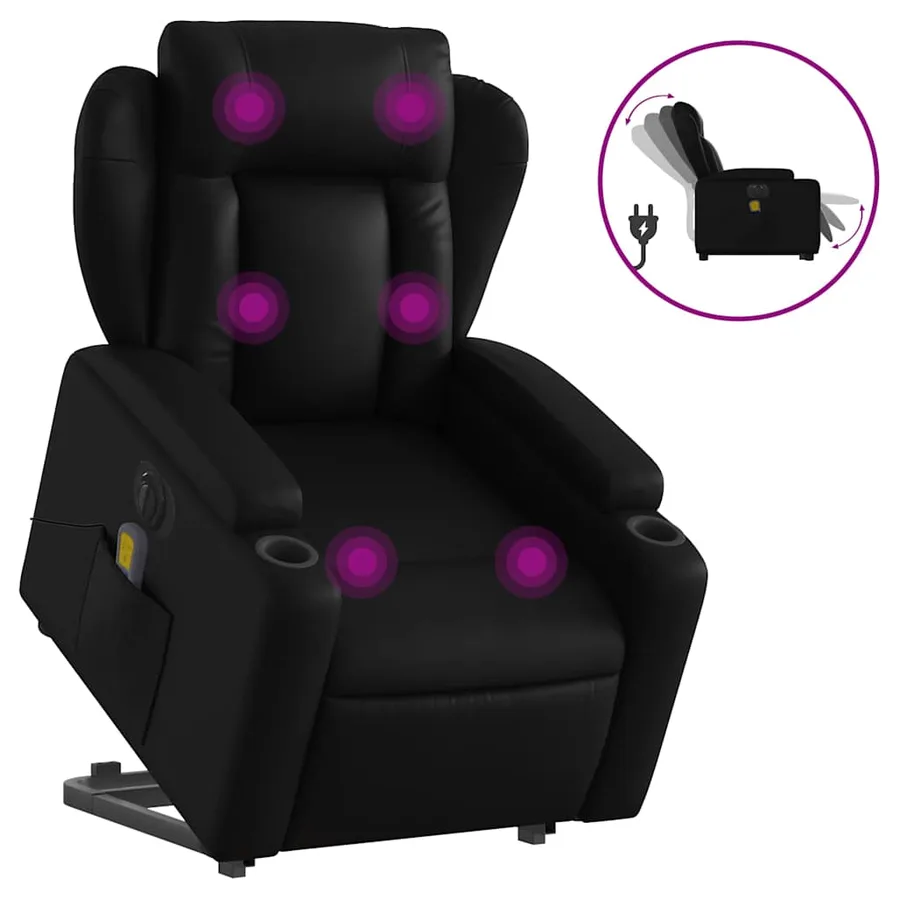Fauteuil inclinable de massage électrique noir similicuir - 2