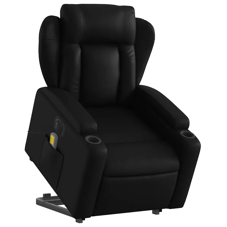 Fauteuil inclinable de massage électrique noir similicuir - 3