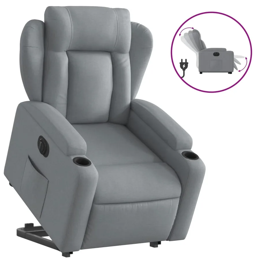 Fauteuil inclinable électrique gris clair tissu - 2
