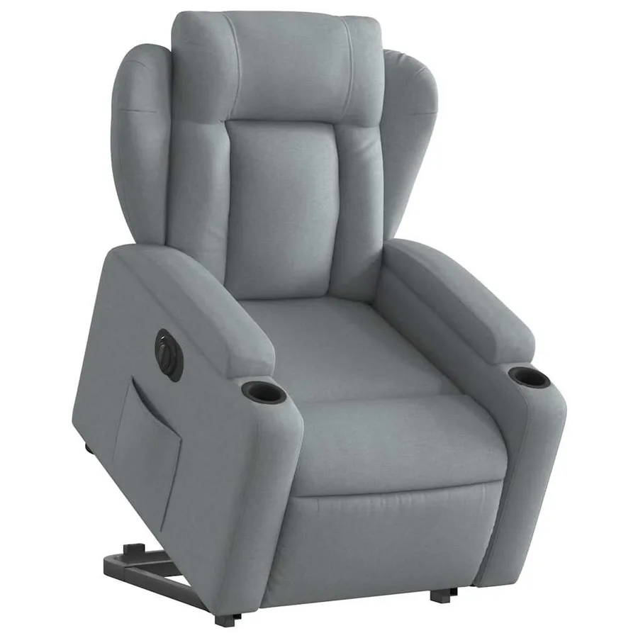 Fauteuil inclinable électrique gris clair tissu - 3