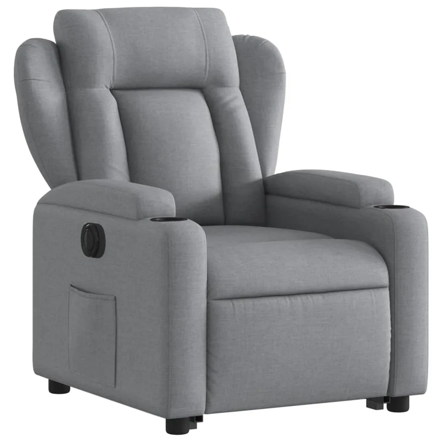 Fauteuil inclinable électrique gris clair tissu - 4