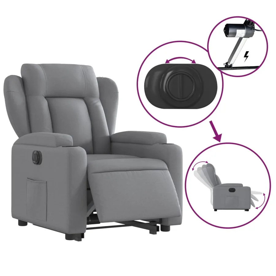 Fauteuil inclinable électrique gris clair tissu - 6