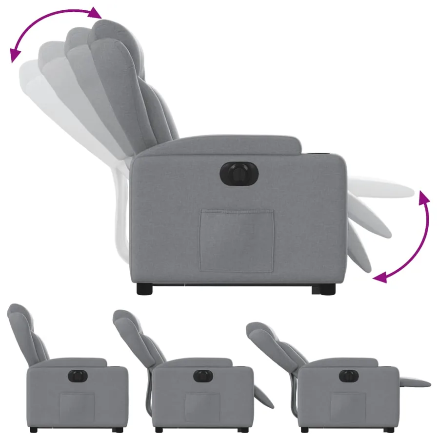 Fauteuil inclinable électrique gris clair tissu - 7