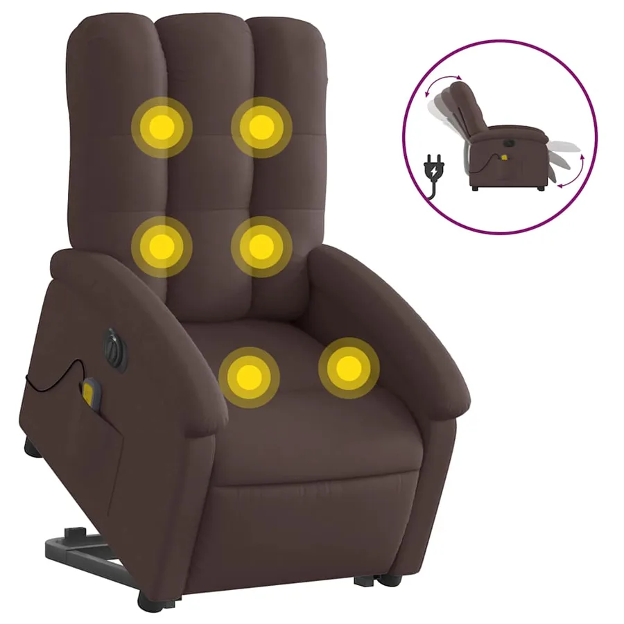 Fauteuil inclinable de massage électrique Marron foncé Tissu - 2