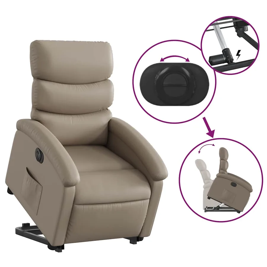 Fauteuil inclinable électrique cappuccino similicuir - 11