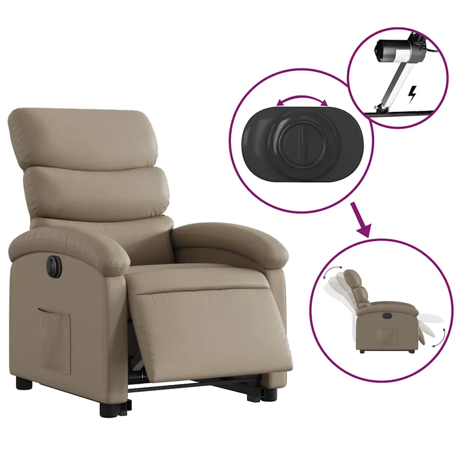 Fauteuil inclinable électrique cappuccino similicuir - 6
