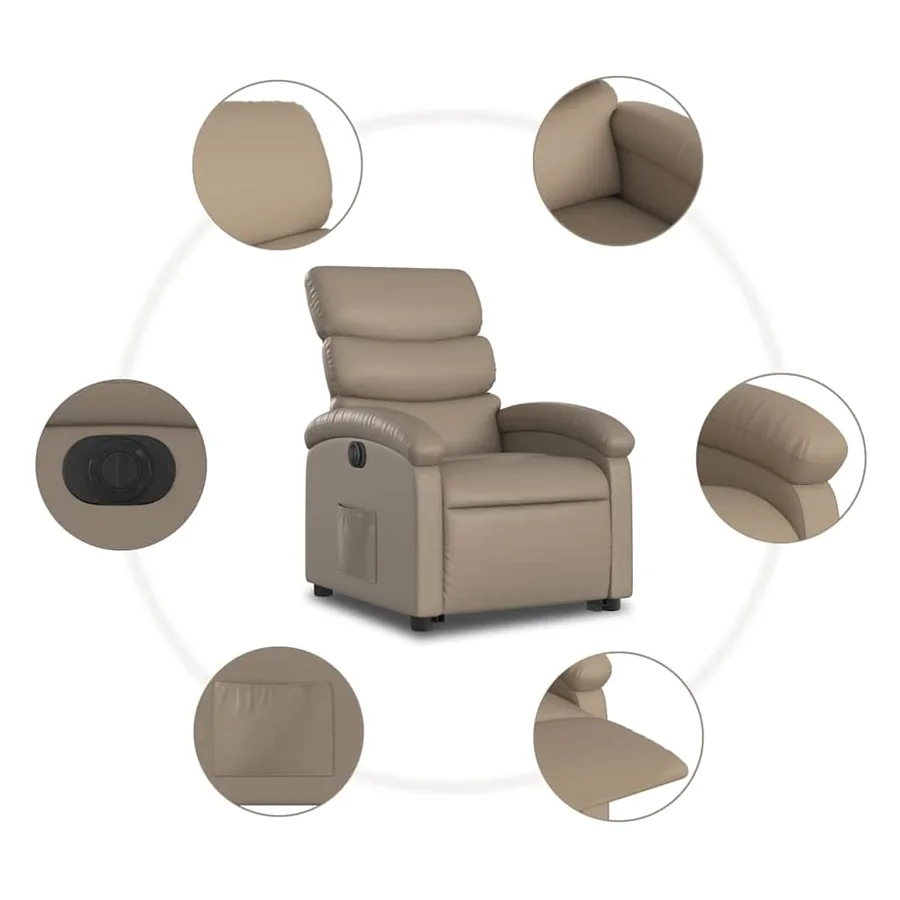 Fauteuil inclinable électrique cappuccino similicuir - 8