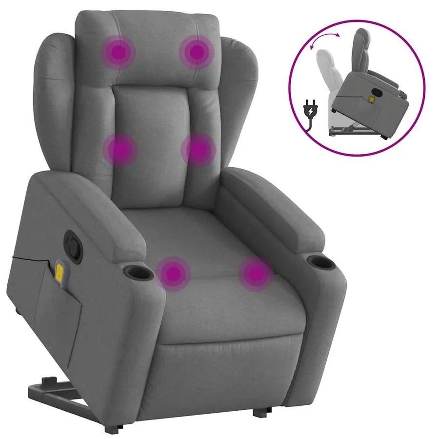 Fauteuil de massage inclinable Gris foncé Tissu - 2