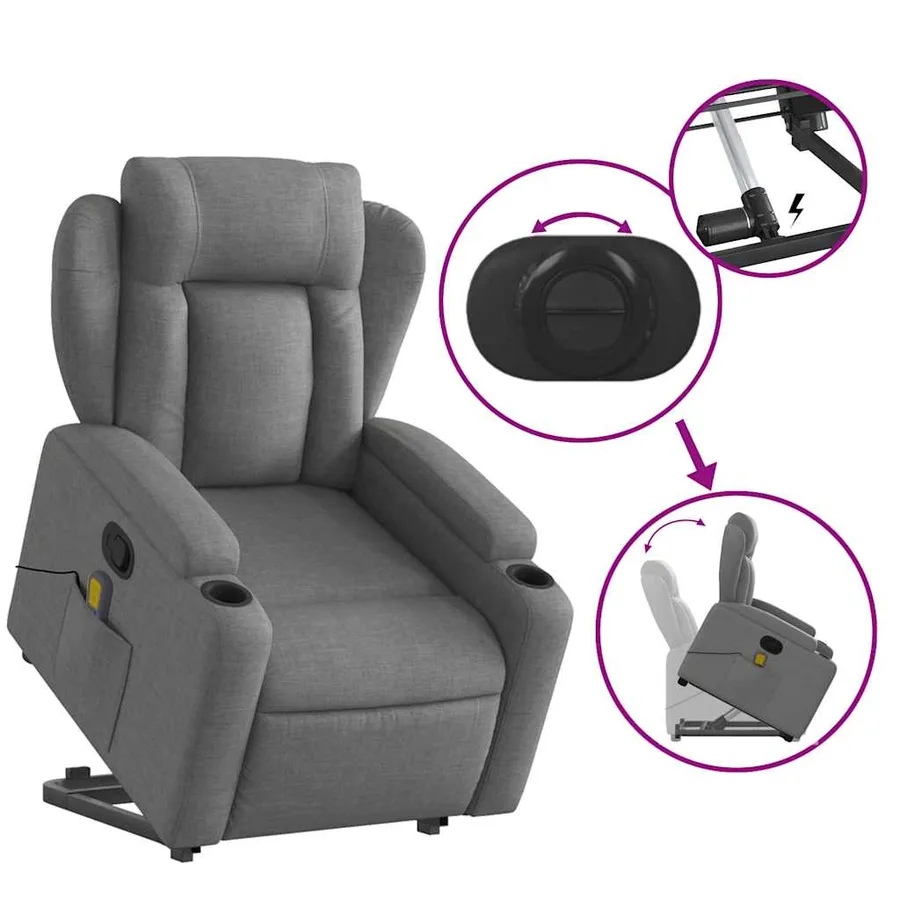 Fauteuil de massage inclinable Gris foncé Tissu - 6