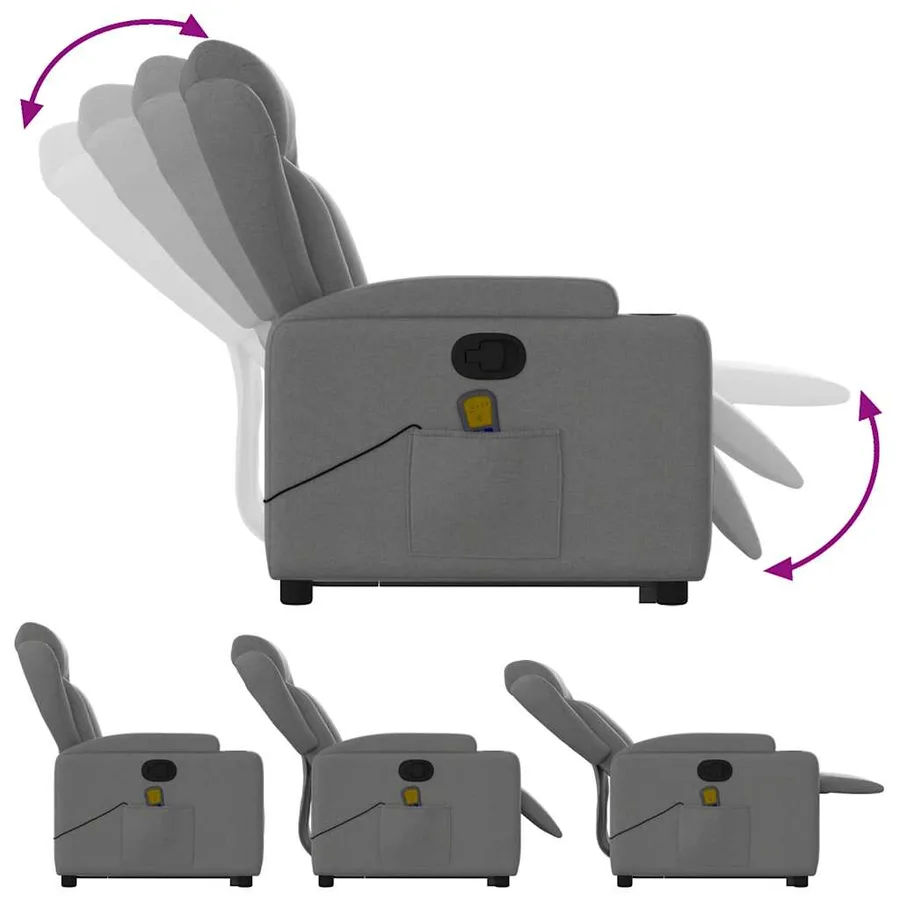 Fauteuil de massage inclinable Gris foncé Tissu - 7
