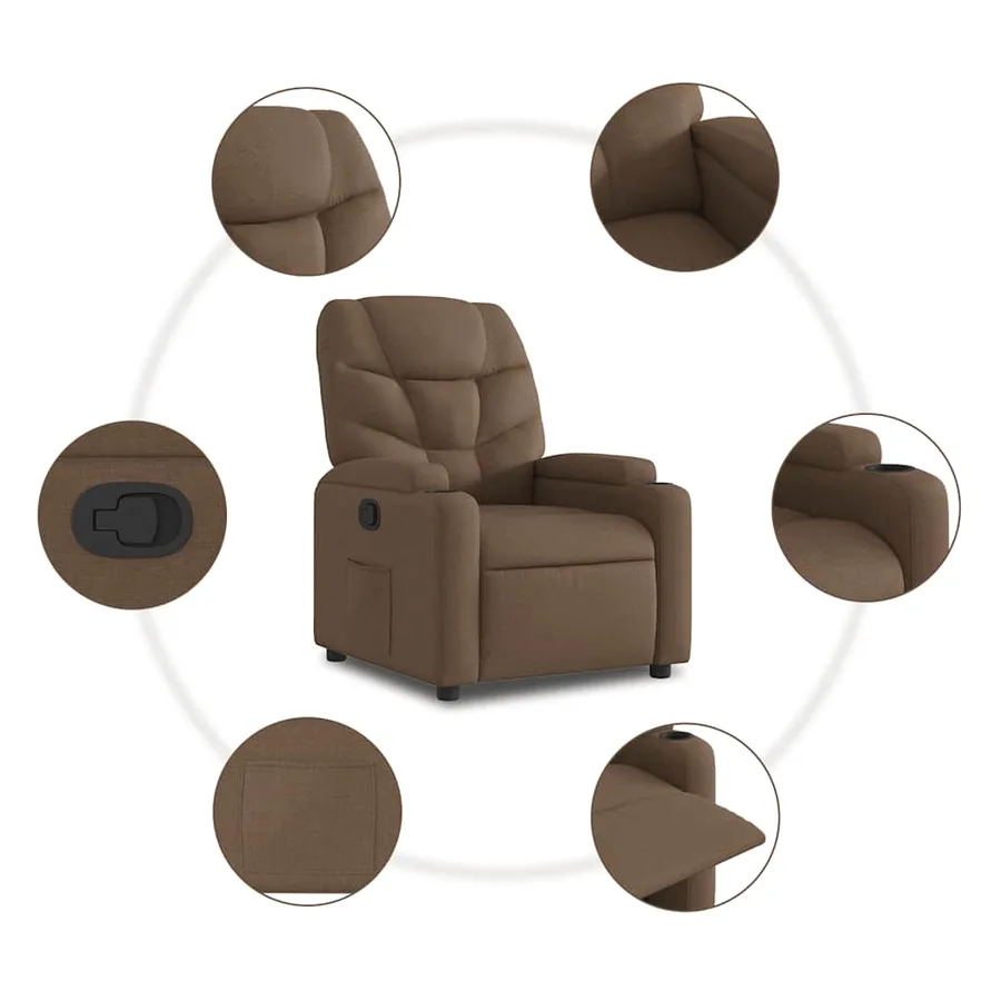 Fauteuil inclinable Marron Tissu - 8