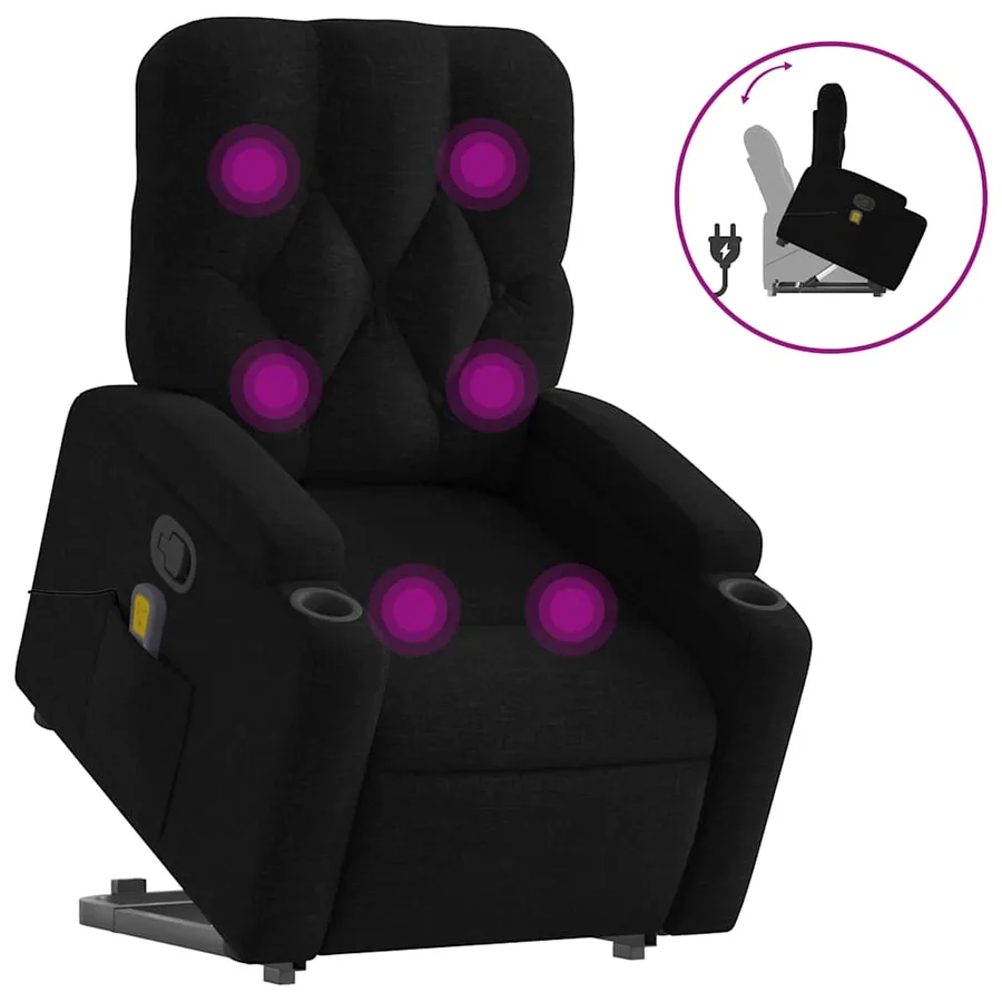 Fauteuil de massage inclinable Noir Tissu - 2
