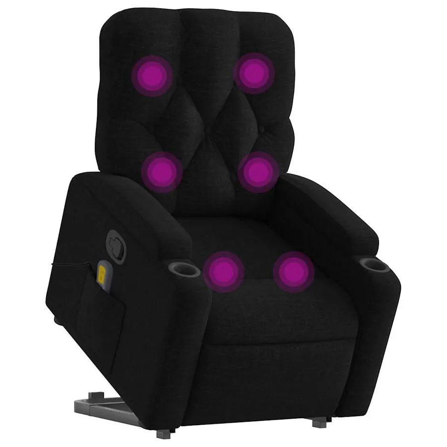 Fauteuil de massage inclinable Noir Tissu - 3