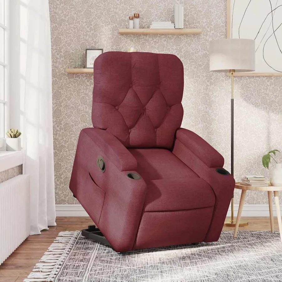 Fauteuil inclinable rouge bordeaux tissu - 15