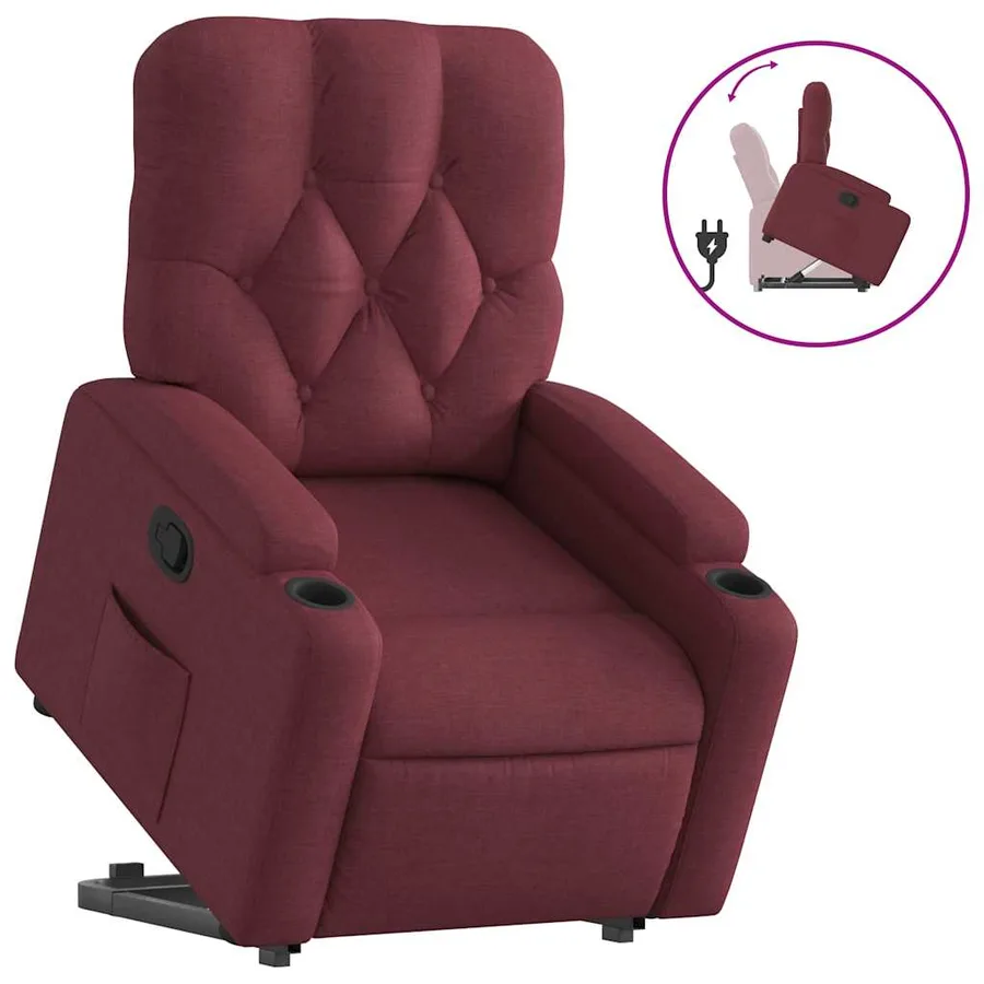 Fauteuil inclinable rouge bordeaux tissu - 2