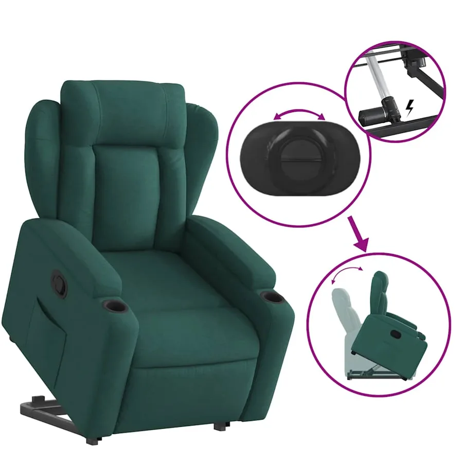 Fauteuil inclinable vert foncé tissu - 6