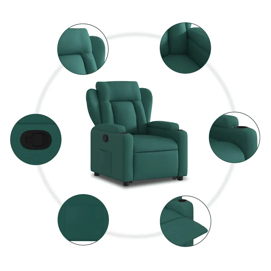 Fauteuil inclinable vert foncé tissu - 8