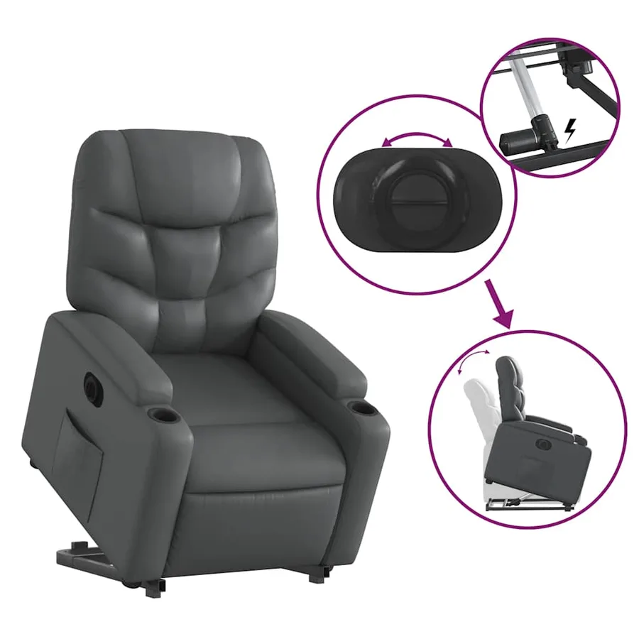 Fauteuil inclinable électrique gris similicuir - 11