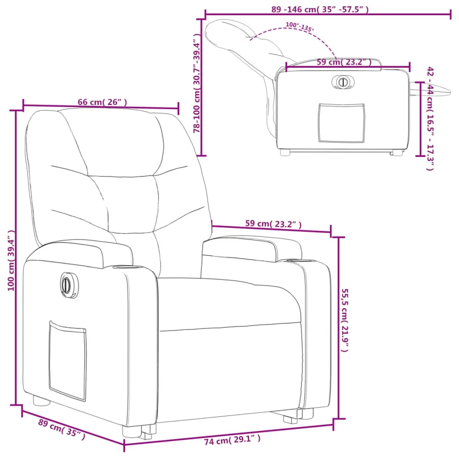 Fauteuil inclinable électrique gris similicuir - 17