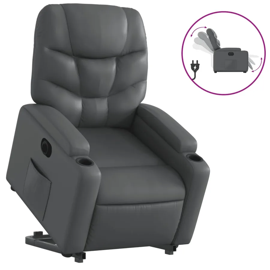 Fauteuil inclinable électrique gris similicuir - 2