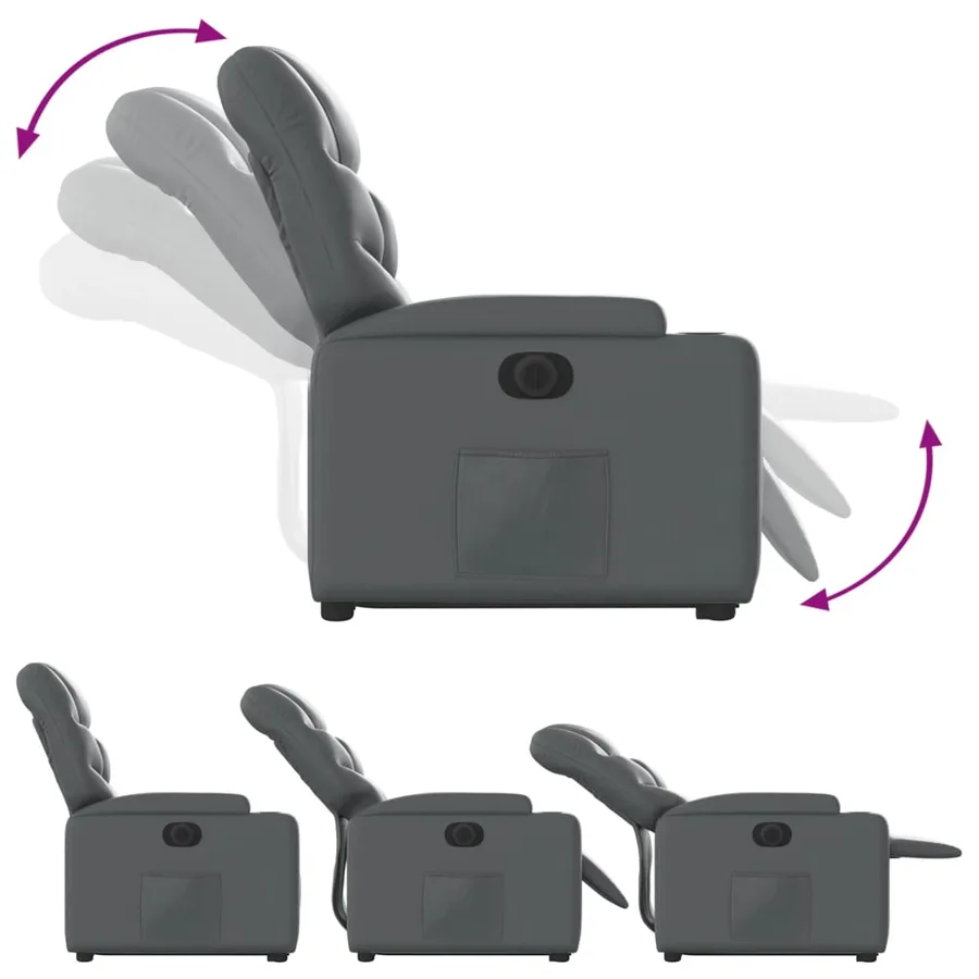Fauteuil inclinable électrique gris similicuir - 7