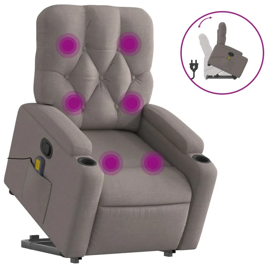 Fauteuil inclinable de massage Taupe Tissu - 2