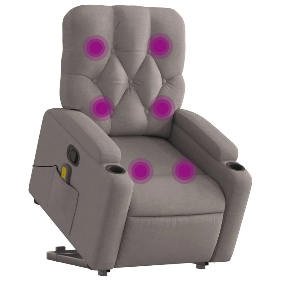 Fauteuil inclinable de massage Taupe Tissu - 3