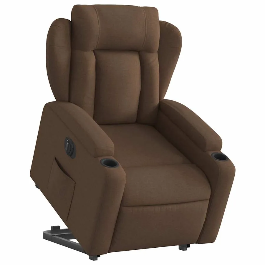 Fauteuil inclinable électrique marron tissu - 3