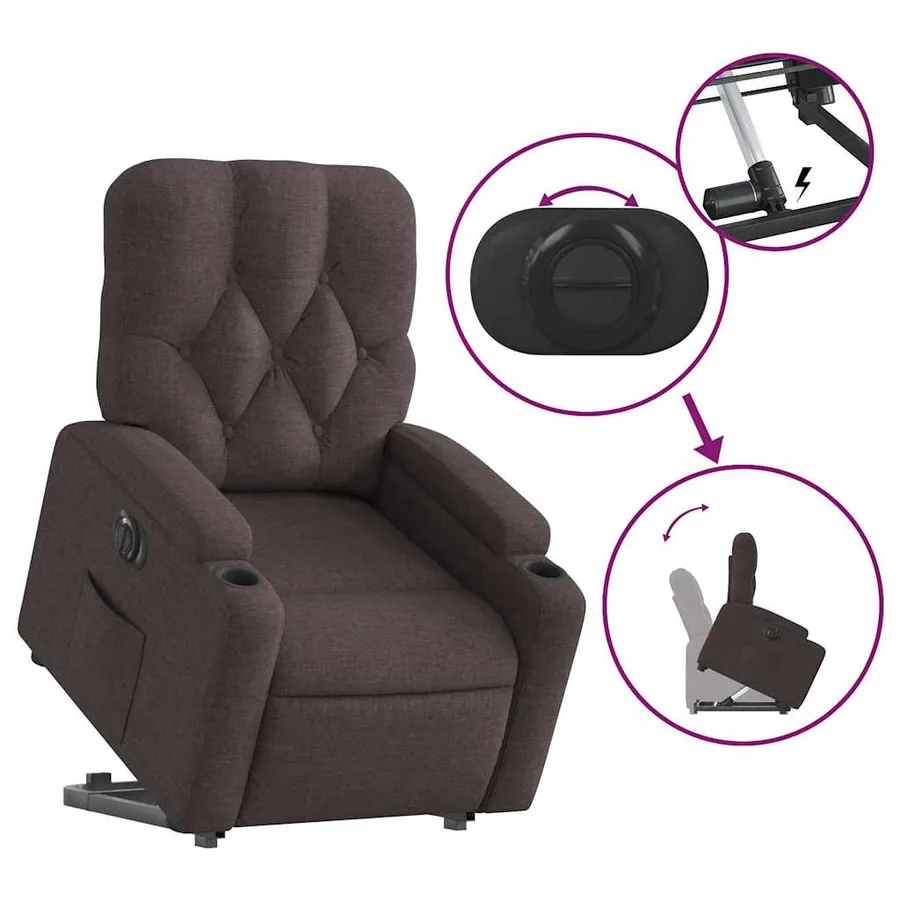 Fauteuil inclinable électrique marron foncé tissu - 11