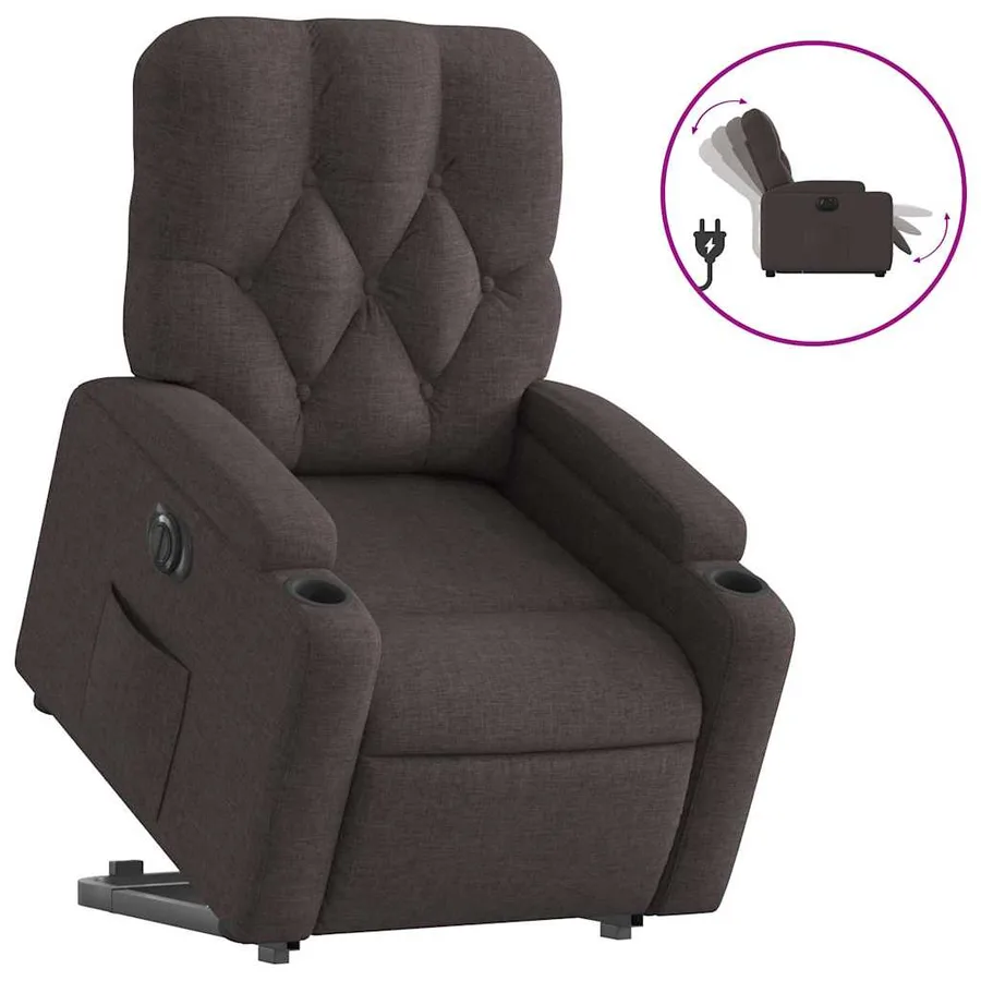 Fauteuil inclinable électrique marron foncé tissu - 2