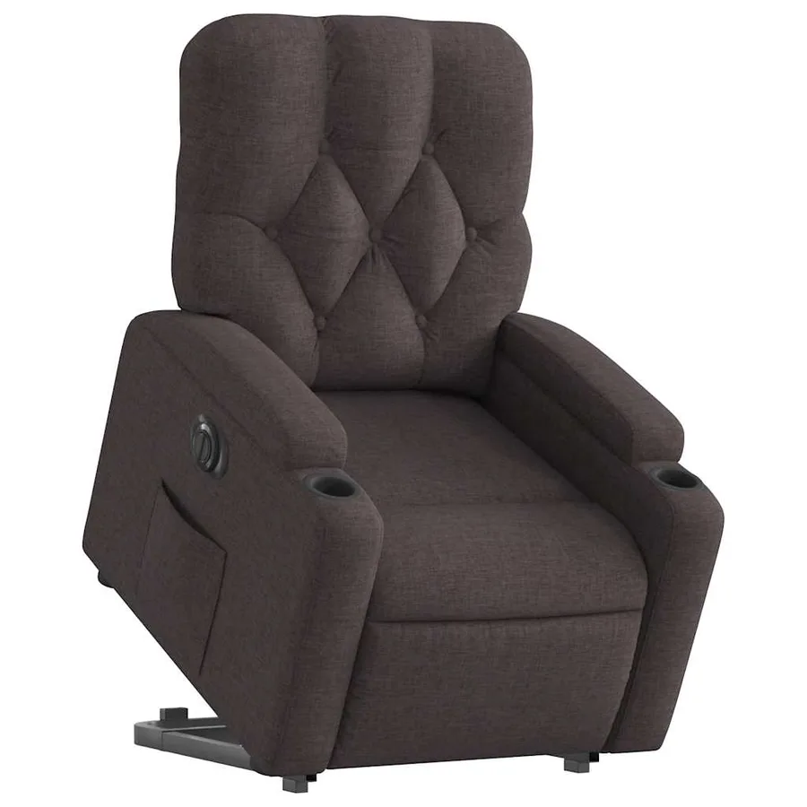 Fauteuil inclinable électrique marron foncé tissu - 3