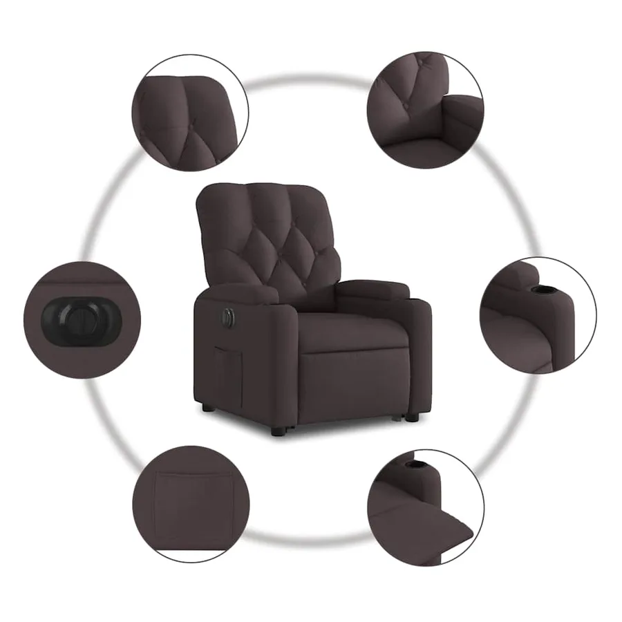 Fauteuil inclinable électrique marron foncé tissu - 8