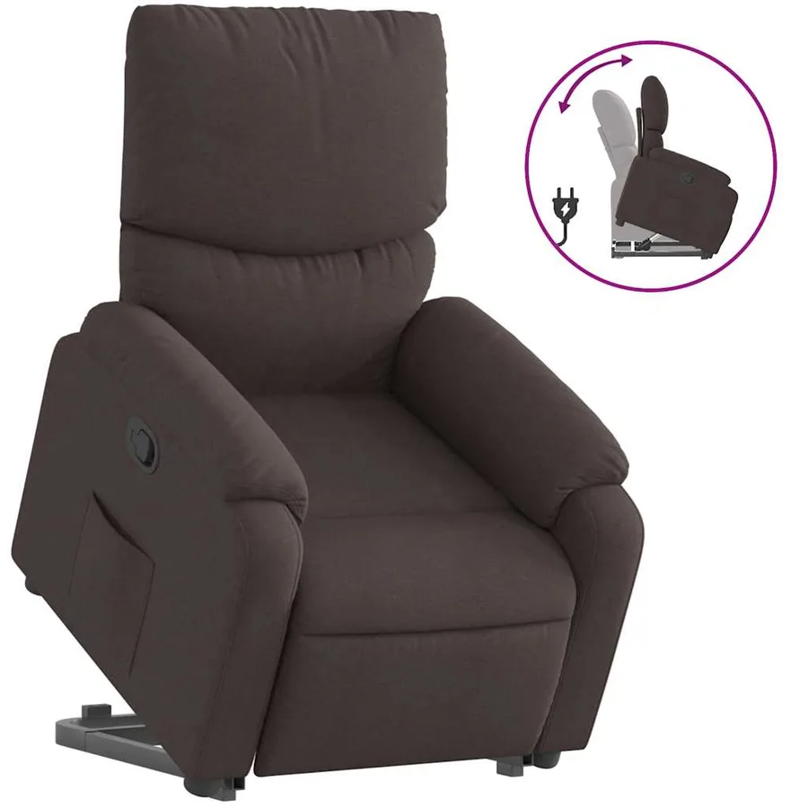 Fauteuil inclinable marron foncé tissu - 2