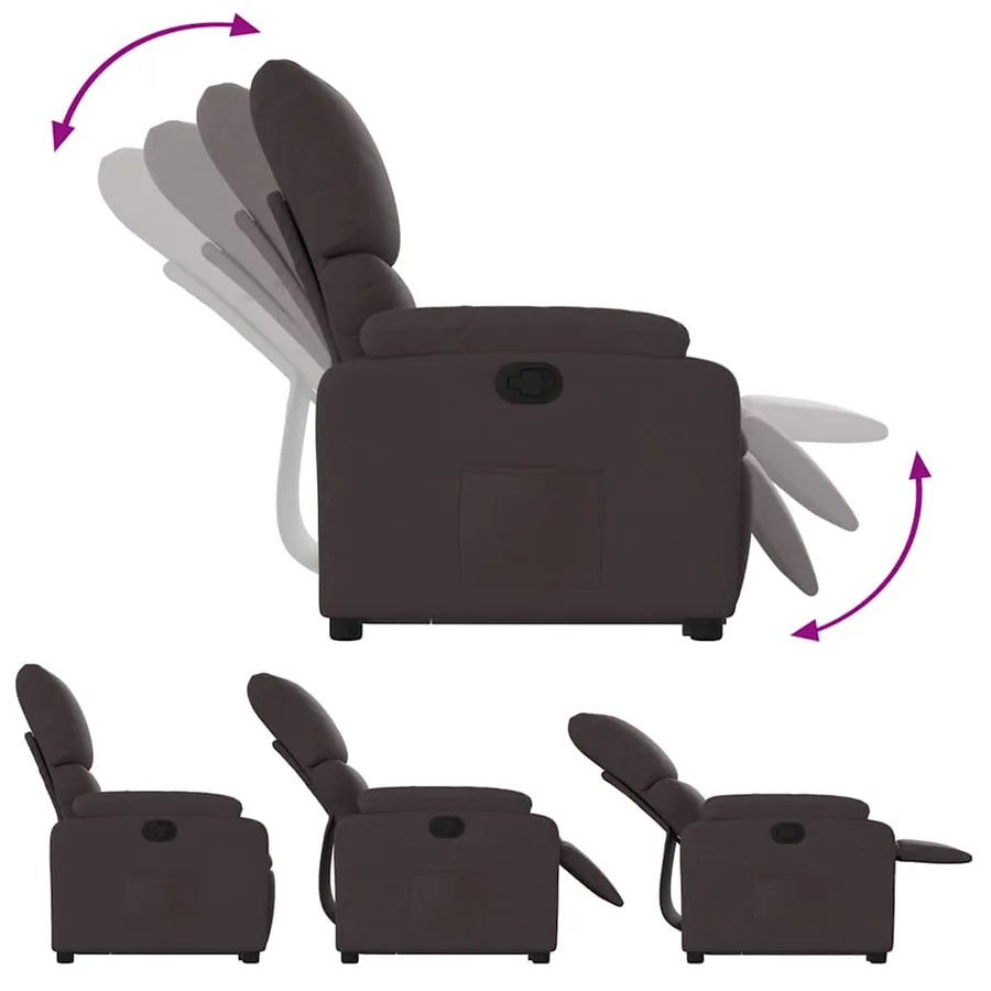 Fauteuil inclinable marron foncé tissu - 7