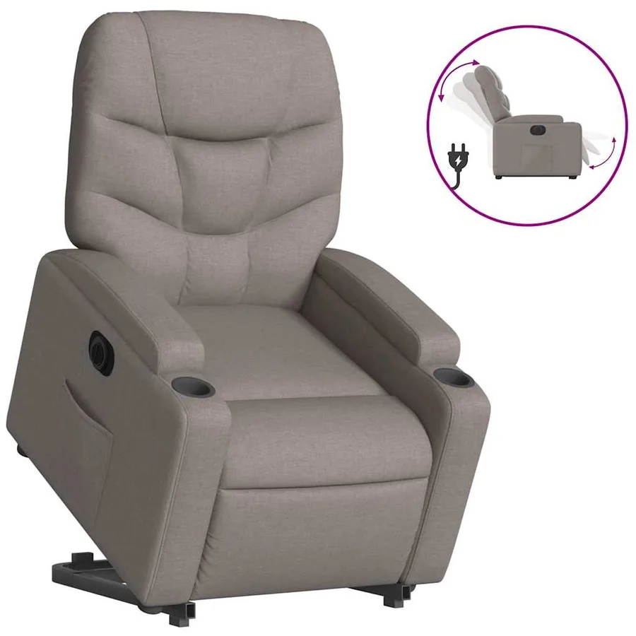 Fauteuil inclinable électrique taupe tissu - 2