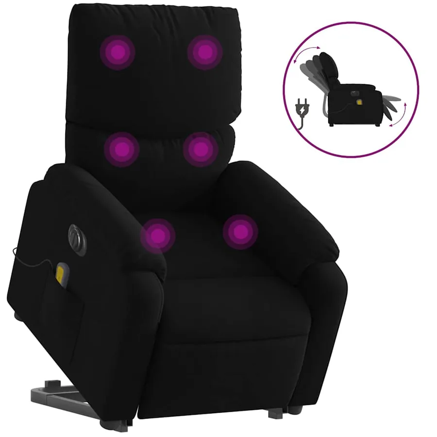 Fauteuil inclinable de massage électrique Noir Tissu - 2
