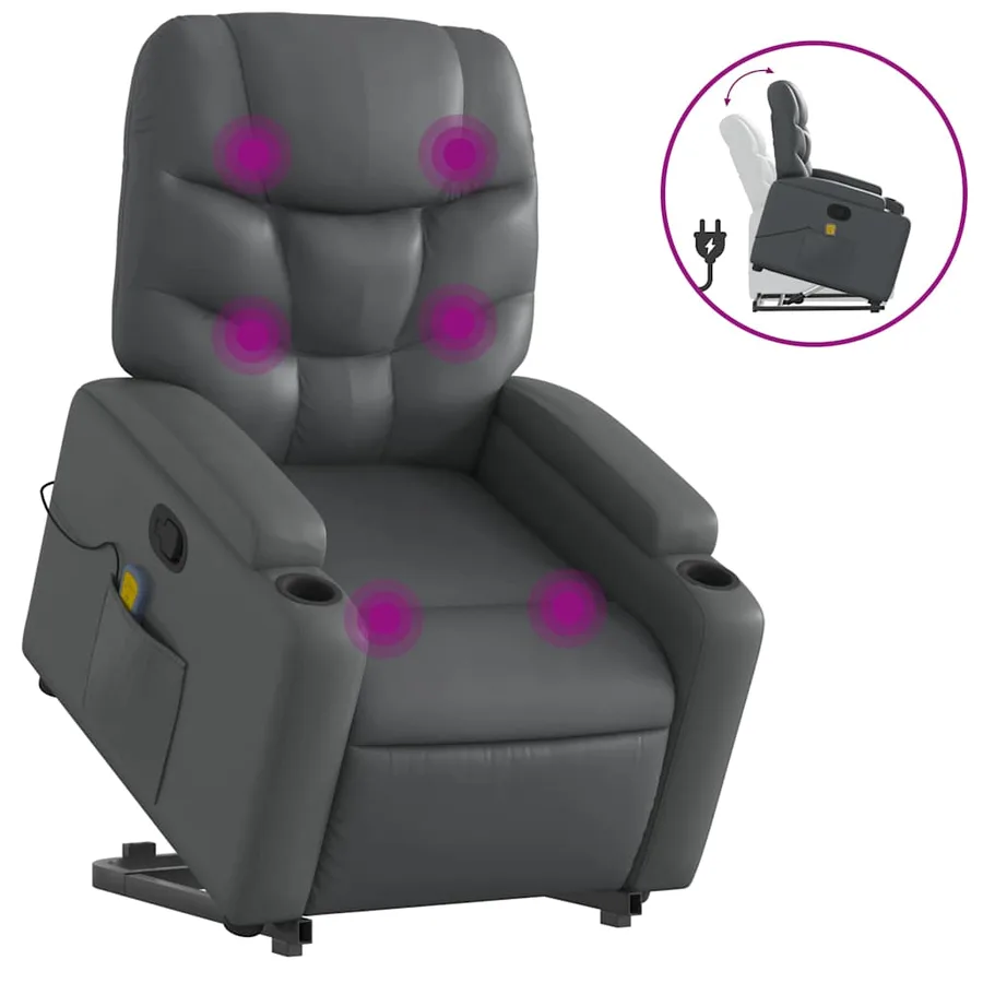 Fauteuil inclinable de massage Gris Similicuir - 2