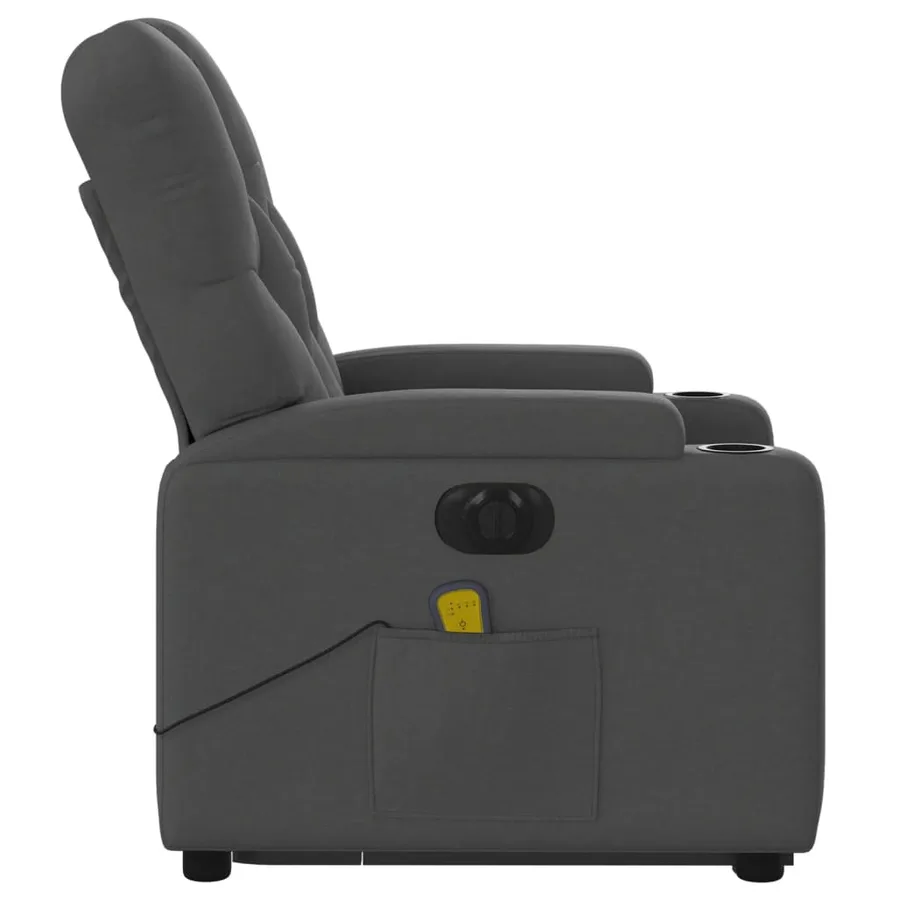Fauteuil inclinable de massage électrique Gris foncé Tissu - 10