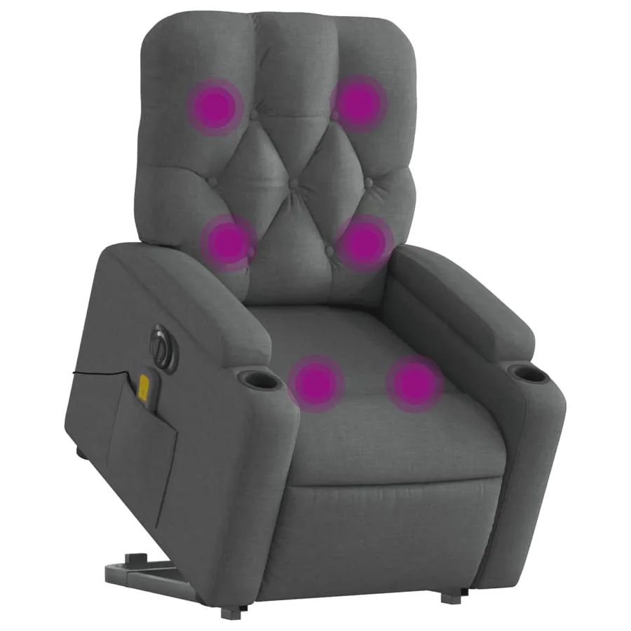 Fauteuil inclinable de massage électrique Gris foncé Tissu - 3