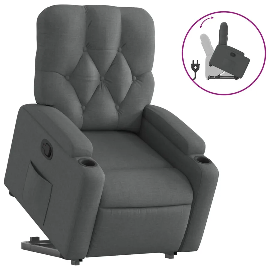 Fauteuil inclinable Gris foncé Tissu - 2