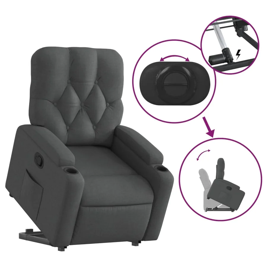 Fauteuil inclinable Gris foncé Tissu - 6