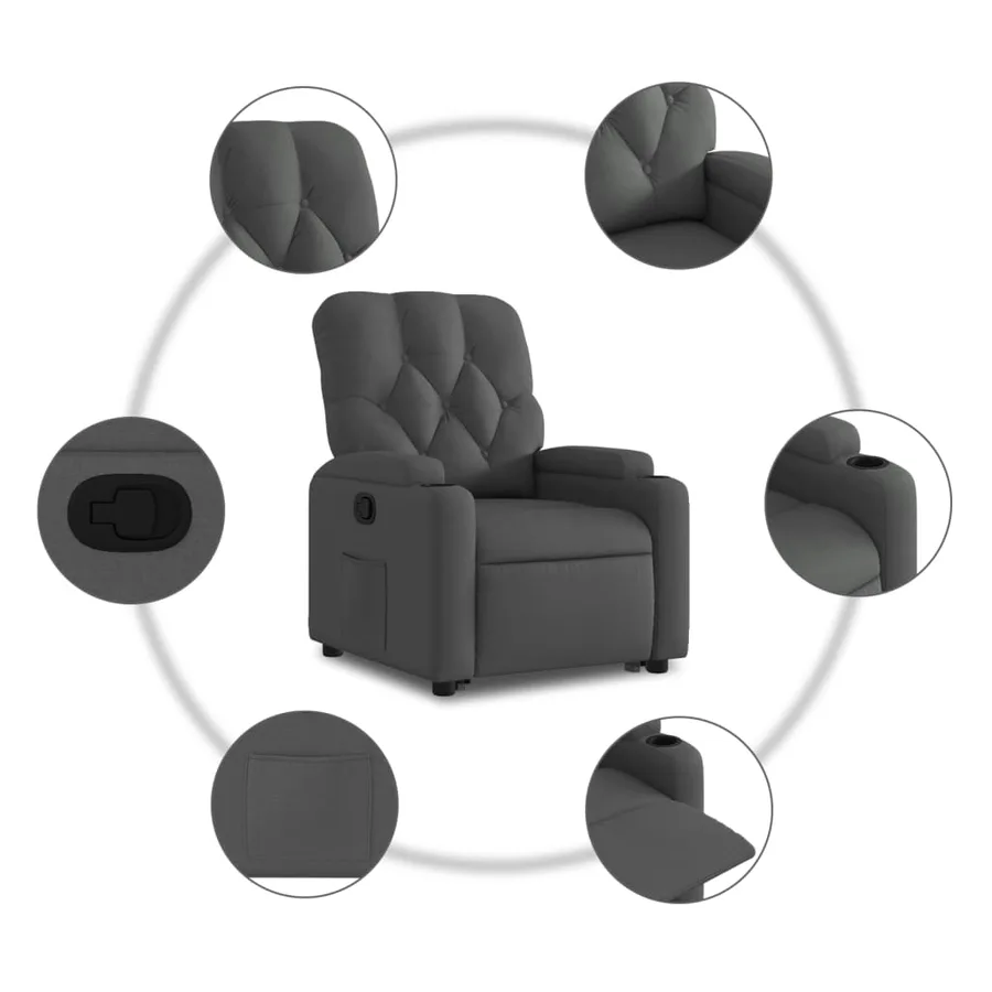 Fauteuil inclinable Gris foncé Tissu - 8
