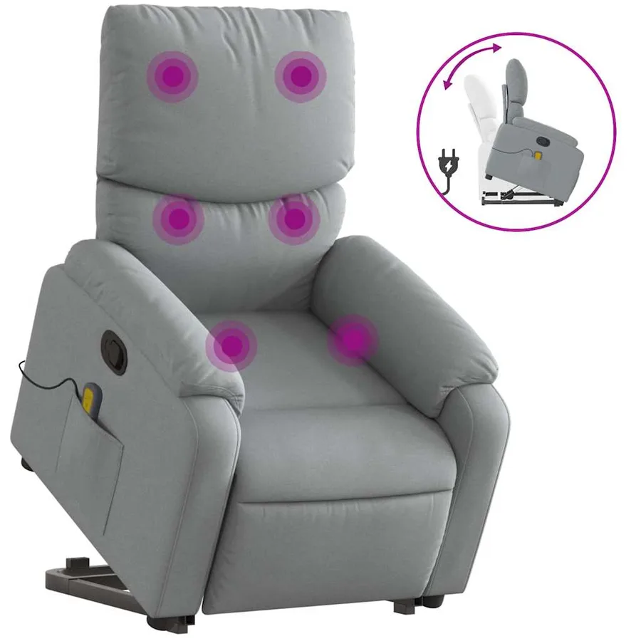Fauteuil de massage inclinable Gris clair Tissu - 2