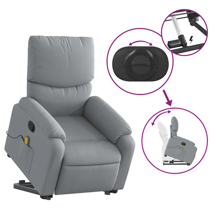 Fauteuil de massage inclinable Gris clair Tissu - 6