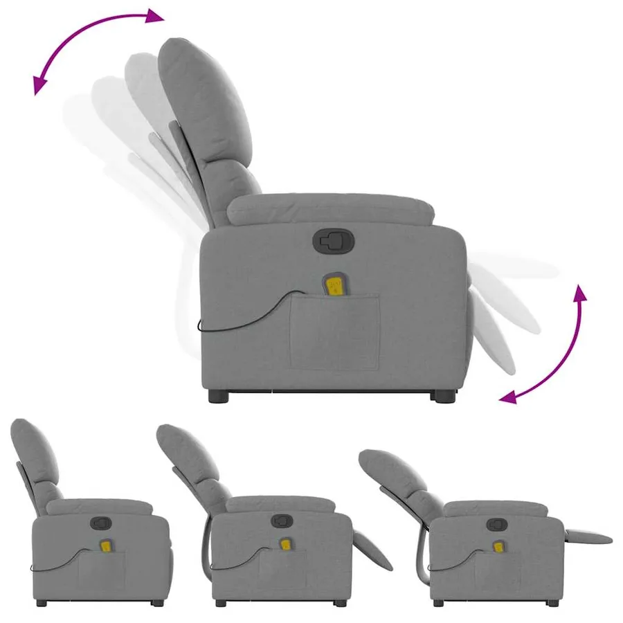 Fauteuil de massage inclinable Gris clair Tissu - 7