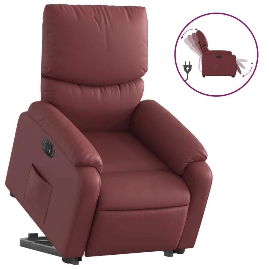 Fauteuil inclinable électrique rouge bordeaux similicuir - 2