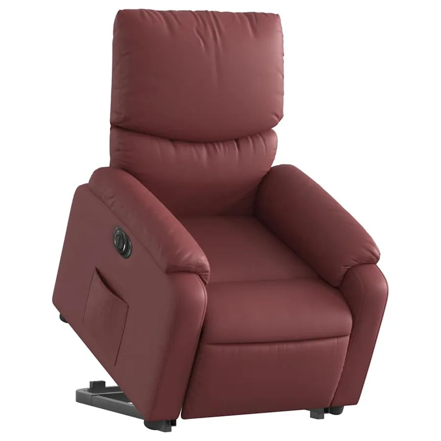 Fauteuil inclinable électrique rouge bordeaux similicuir - 3