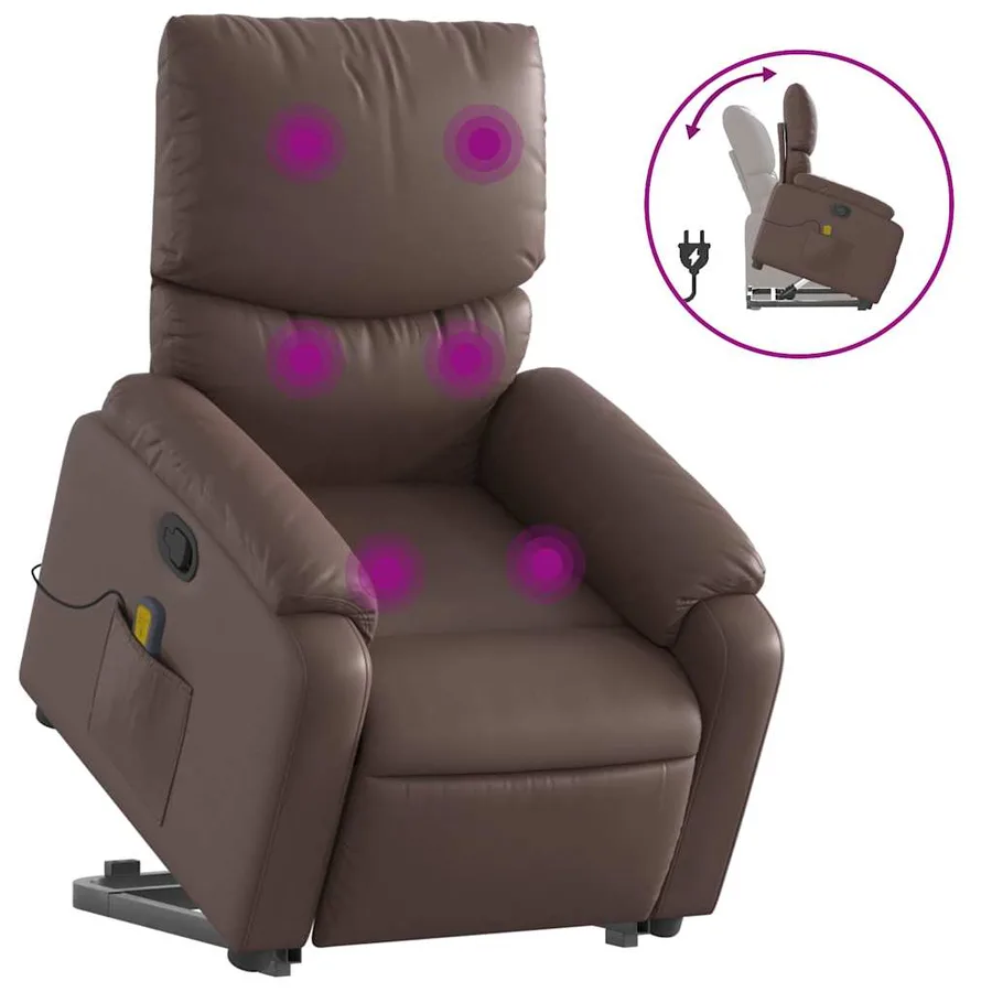 Fauteuil inclinable de massage Marron Similicuir - 2
