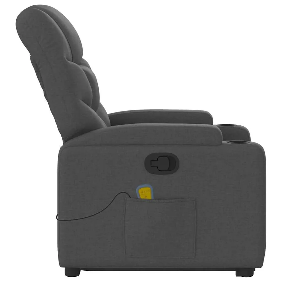 Fauteuil de massage inclinable Gris foncé Tissu - 10