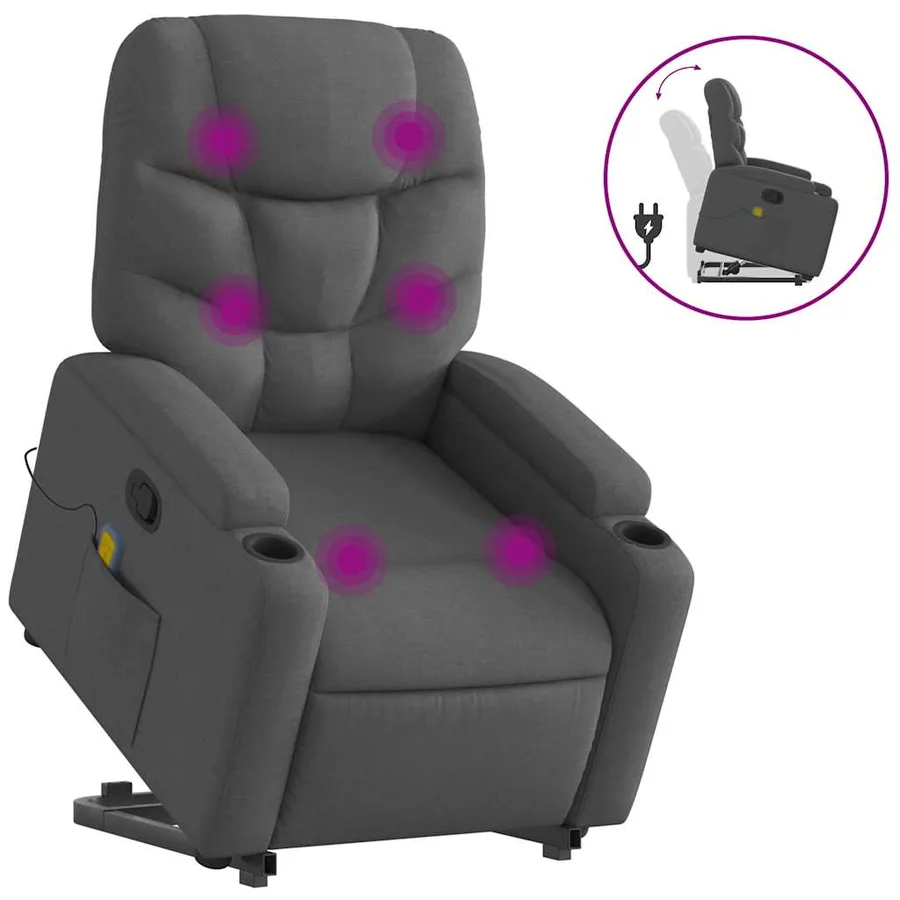 Fauteuil de massage inclinable Gris foncé Tissu - 2
